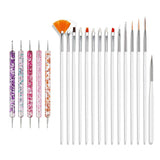 Nail Art Pinsel Set, 20 Stück Nageldesign Malerei Pinsel, Professionelle Nail Art Design Pinsel, Nail Fine Liner Pinsel, Pink