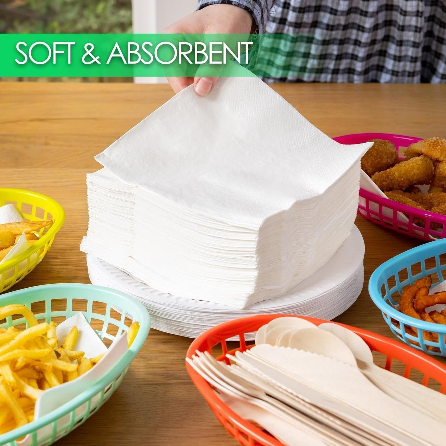 Table Kind 100 weiße weiche Servietten in Großpackung, hochwertige Servietten für Party, Catering und den täglichen Gebrauch, FSC, nachhaltig und recycelbar, hergestellt in der EU | 2-lagig | 33 cm