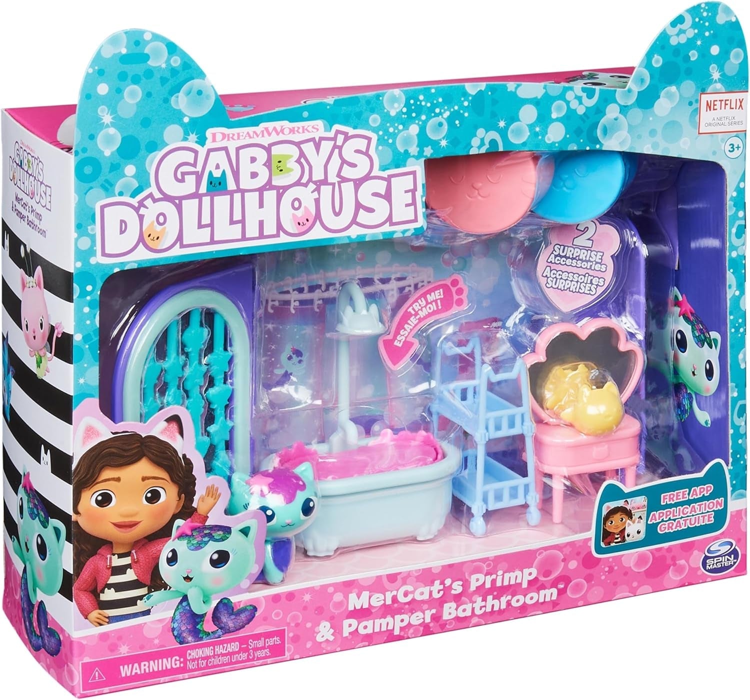 Gabby's Dollhouse Deluxe-Zimmer, Katzenzimmer, Möbel und 2 Überraschungsboxen mit thematischem Zubehör, geeignet für Kinder ab 3 Jahren