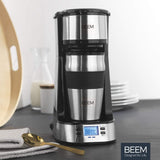 BEEM THERMO 2 GO Einzelfilter-Espressomaschine mit 0,4 l Thermobecher | Permanentfilter | Mit 24-Stunden-Timer für eine heiße Tasse Kaffee am Morgen, kein Warten | 750 W