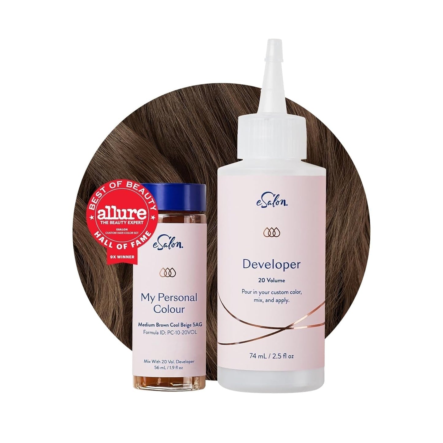 Permanentes Haarfarben-Set, 100 % Grauabdeckung, Heimfärbung, 0 % Ammoniak-Haarfärbemittel, mehrdimensionale Haarfärbemittel, professionelle Haarfärbemittel, Haarfärbemittel, Naty Shop, Mittelbraun, kühles Beige, 5 Ag
