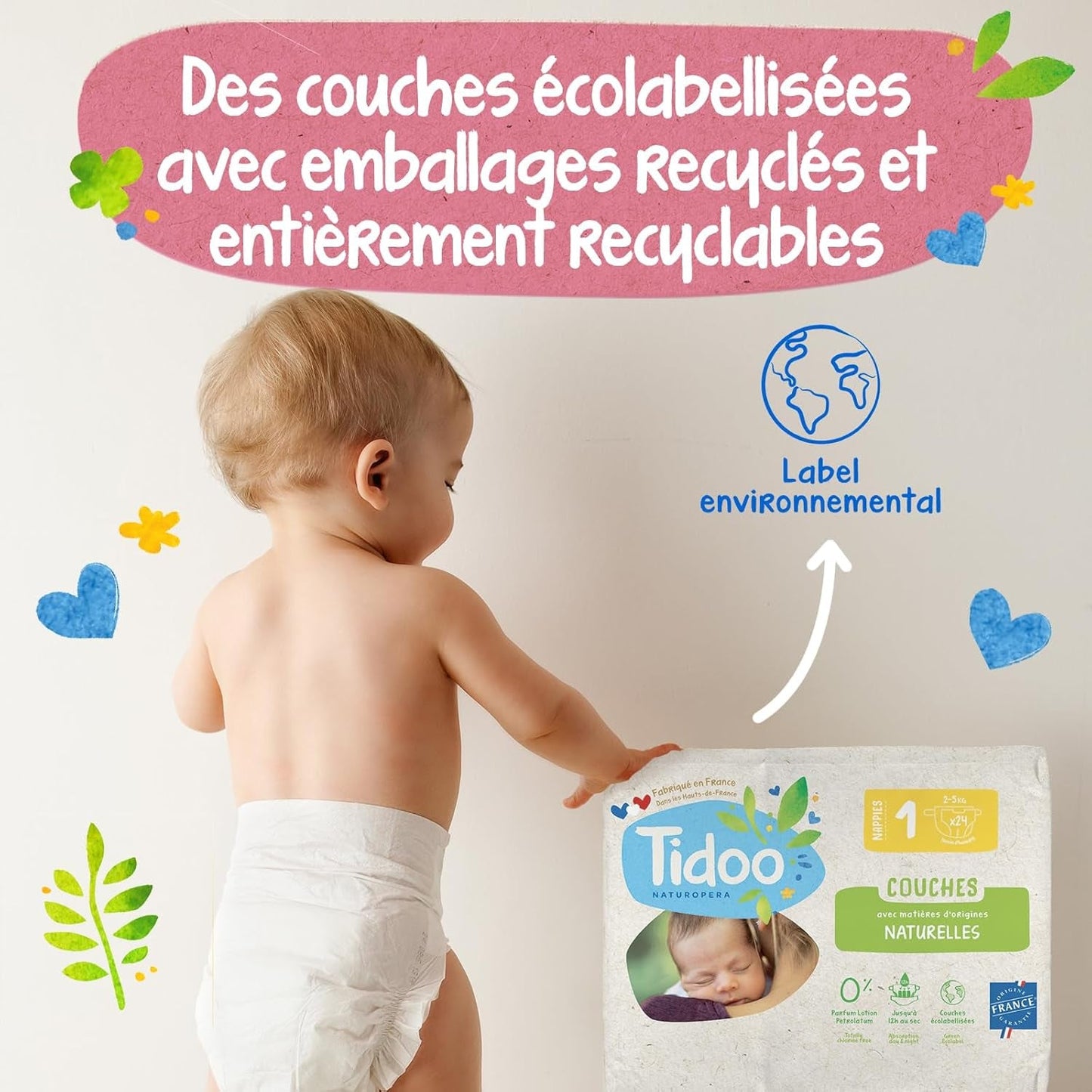 - Ökologische Diadeln, Größe 2 (3-6 kg) – natürlicher Ursprung, ohne Schadstoffe – 12 Stunden trocken, extrem saugfähig – Hermestellung in Frankreich – 150 Einwegdiadeln – Packung 1 Monat