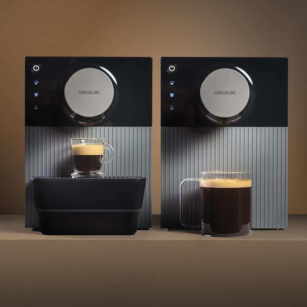 Cecotec Cremmaet Cube Kompakt-Espressomaschine, 1350 W, Presssystem 10 g, Vorinfusionssystem, 19 bar, Thermoblock-System, 5 Mahleinstellungen, Touch-Bedienfeld