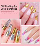 BISHENGYF Rose Gold Chrome Nail PowderNeue Upgrade Grosse Kapazitä Chrom PulverSuper-Spiegeleffekt Metall Mirror Chrome Powder –Neon Glassy Pearl Effect Glitter Nagelkunst Pulver Für DIY Salon