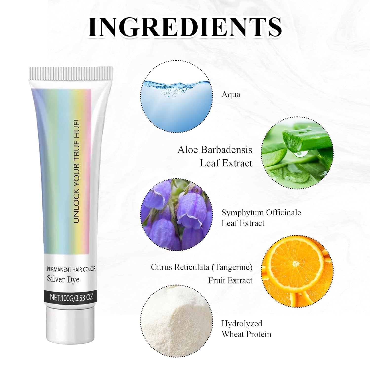 Haarfärbemittel Grau Silber Natürliche Haarfärbecreme für Silbergrau, Graue Haarfärbecreme Silbergrau, Silbergraue Naturhaarfärbecreme Graue Haarfärbemittel für alle Haartypen mit 1 Kopfhautmassagegerät (100 ml) Haarfärbemittel Naty Shop