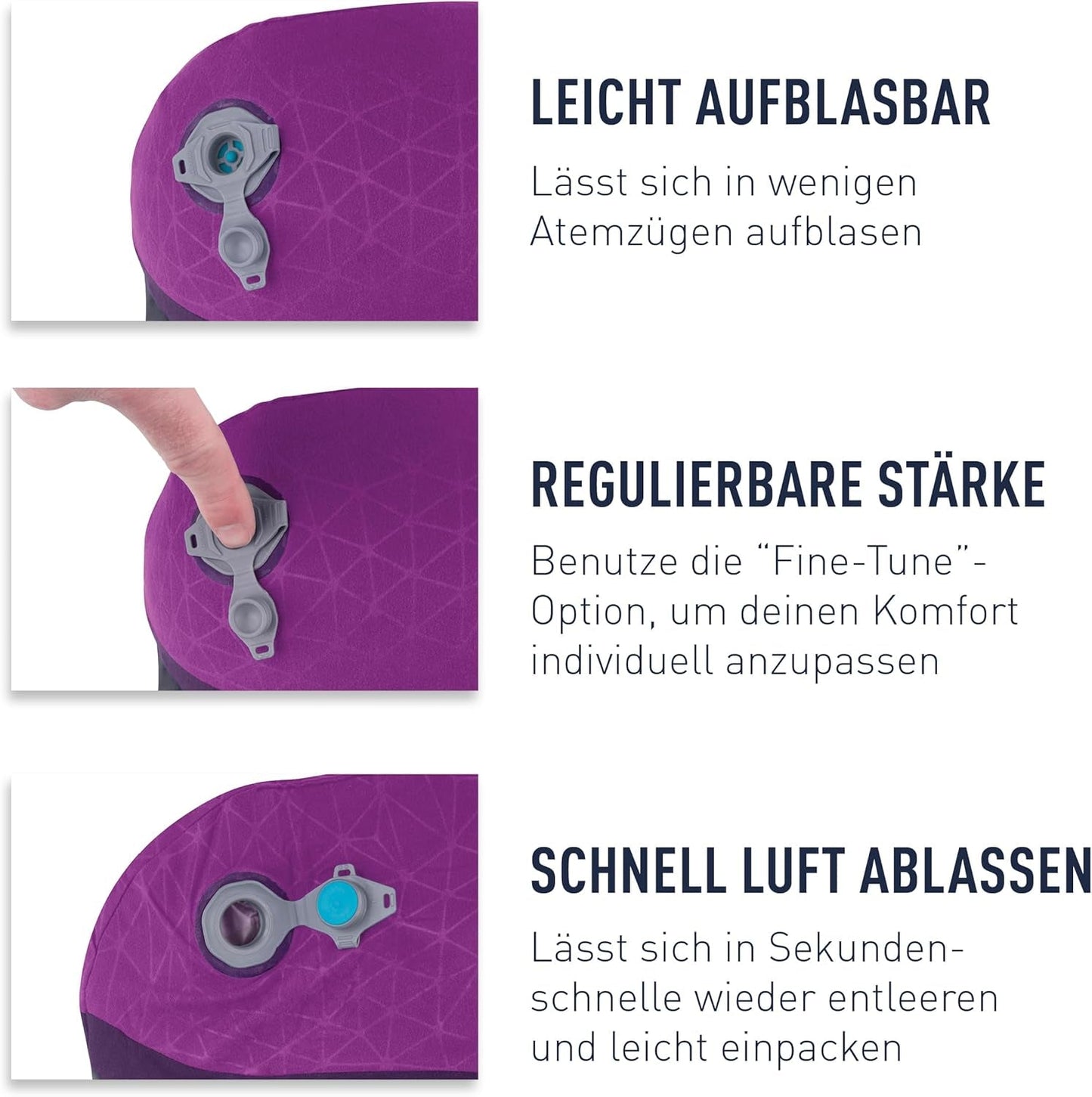 Sea to Summit – Eros Premium Lordosenstützkissen – Aufblasbares Stützkissen – Rückenentlastung – 50D Polyester-Material – Kompakte Reisetasche – Service, Reisen & Autofahrten – Marineblau – 93 g