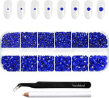 Beadsland 2500 Stück Glas Nailart Strasssteine ​​​​Kristall Flatback Edelsteine ​​​​Runde, ​​Für Handwerk Gemischt 8 Größen SS4 ~ SS30 Mit Picking Pinzette Und Stift (Kristall Weiß)