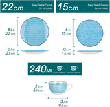 Vancasso Macaron Kaffeeservice aus Porzellan, 12-teiliges buntes Kaffeeservice für 4–12 Personen, Tassenset, inklusive Kaffeetassen, Untertassen und Desserttellern