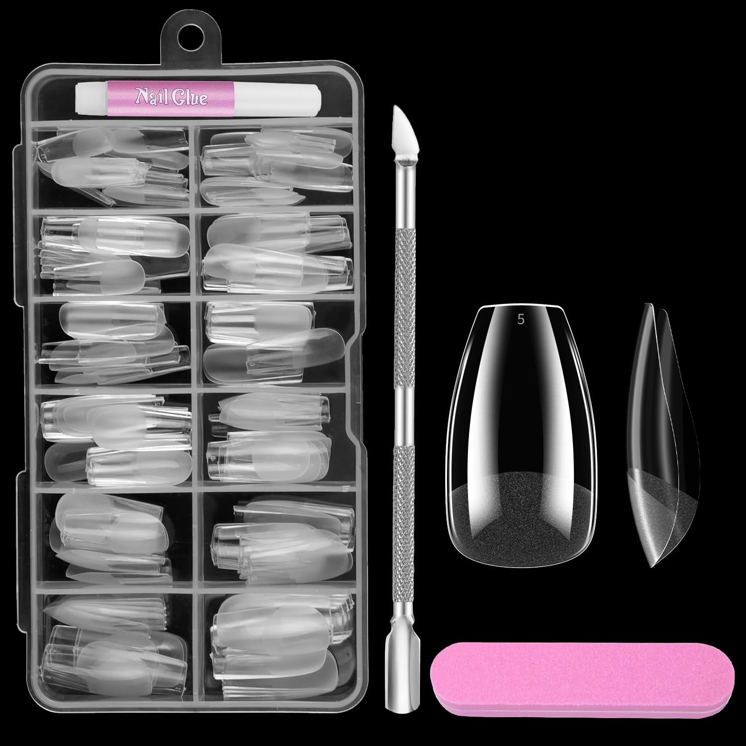 Vollständige Abdeckung für kurze Nägel, 120 Stück, 12 Größen, kurze Nagelspitzen für Gelnägel, zum Aufkleben auf künstliche Nägel, zum Aufkleben auf Nagelfeilen-Set, Nagelpolierer, Nagelhautschieber