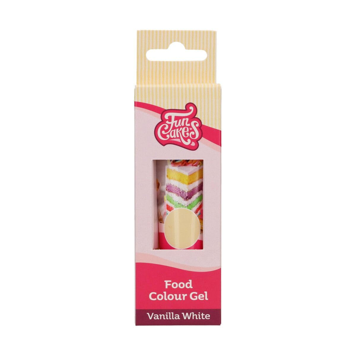 Lebensmittelfarbe Funcakes White Vanilla Gel: Hochkonzentrierte Lebensmittelfarbe für Teig, Creme, Fondant, Marzipan, Gebäck, leichte Dosierung, einzelne Tropfen für lebendige Farben, Halal, 30 g