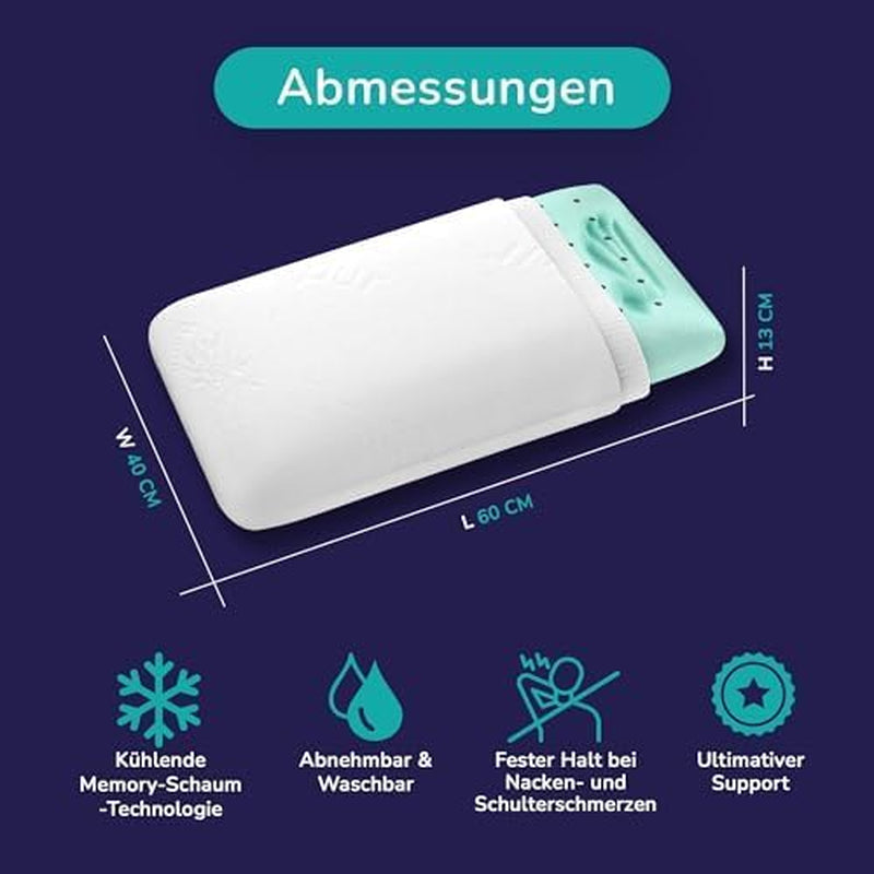 Set mit 2 Kissen zur Nackenstütze 40 x 60–13 cm – ergonomisches Schlafkissen für Nacken und Schultern, Öko-Tex-zertifiziert. Orthopädische Nackenkissen Naty Shop