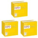 , Einweg-Papierservietten, ideal für Vorspeisen und Cocktails, Packung mit 100 Servietten, Größe 24 x 24, 4-lagig, 2-lagig, gelb, 100 % reines Zellulosepapier, FSC-zertifiziert (3er-Pack)