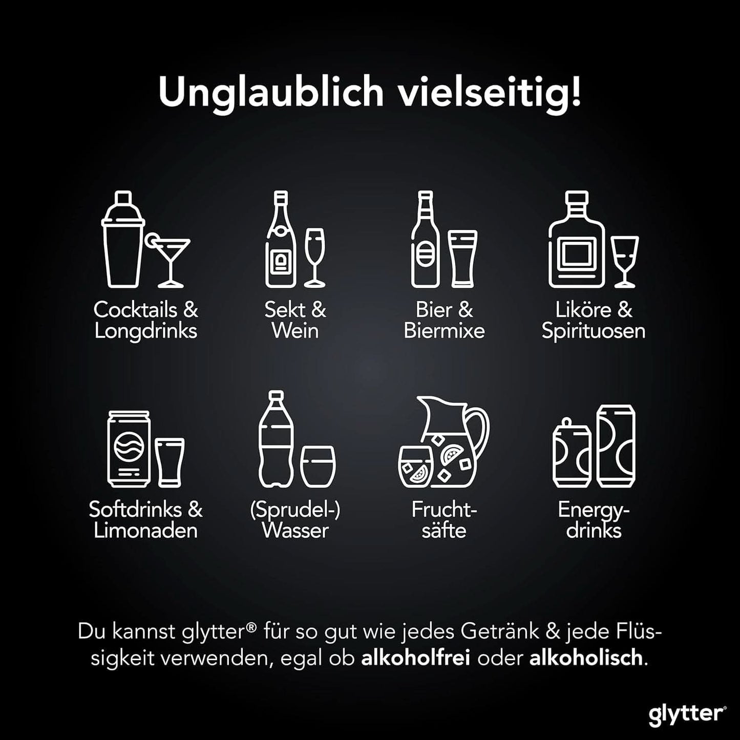 Glytter, essbarer Glitzer für Getränke und Flüssigkeiten, 10 Gramm Glitzer Naty Shop