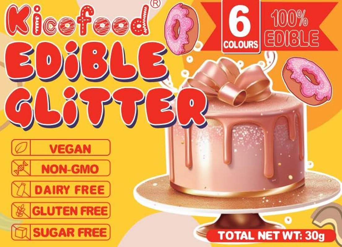 Essbarer Glitzer, Set mit 6 Farbtönen, 5 Gramm Glitter Naty Shop