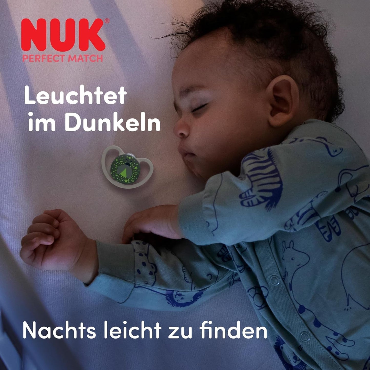 NUK Perfect Match Air Night Schnuller für Babys | 0-6 Monate | Im Dunkeln leuchtende Schnuller, die die Luftzirkulation fördern und das Sabbern verhindern | 95 % Akzeptanz bei Babys** | Löwe | 2 Stück