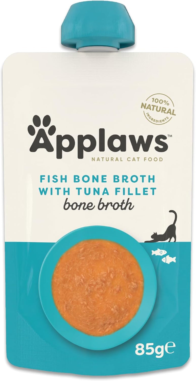 Applaws 100 % natürliches Nassfutter für Katzen – Fischgrätensuppe mit Thunfisch, 12 Filterbeutel x 85 g