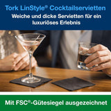 Tork Linstyle 509542 Schwarze Cocktailservietten, 1/4 Falz, 1-lagig, 23,8 x 23,8 cm, 1 x 100 Servietten