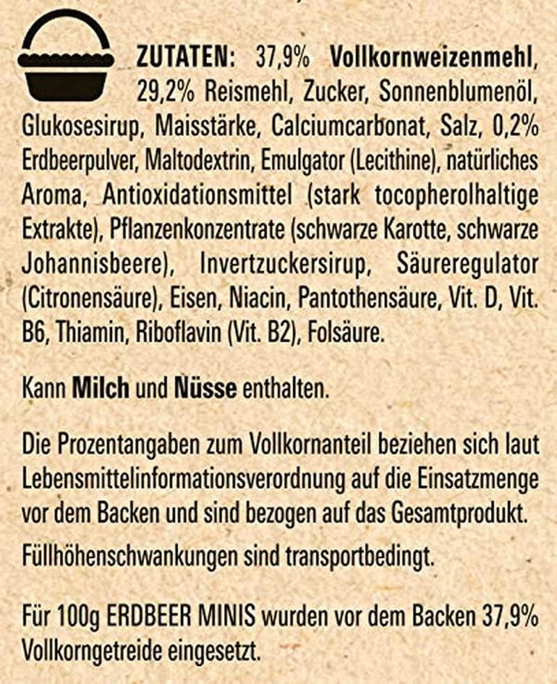 NESTLE Strawberry Minis, Müsli mit Erdbeergeschmack und Vollkornmehl, Set 7 x 375 Gramm Cereals Naty Shop