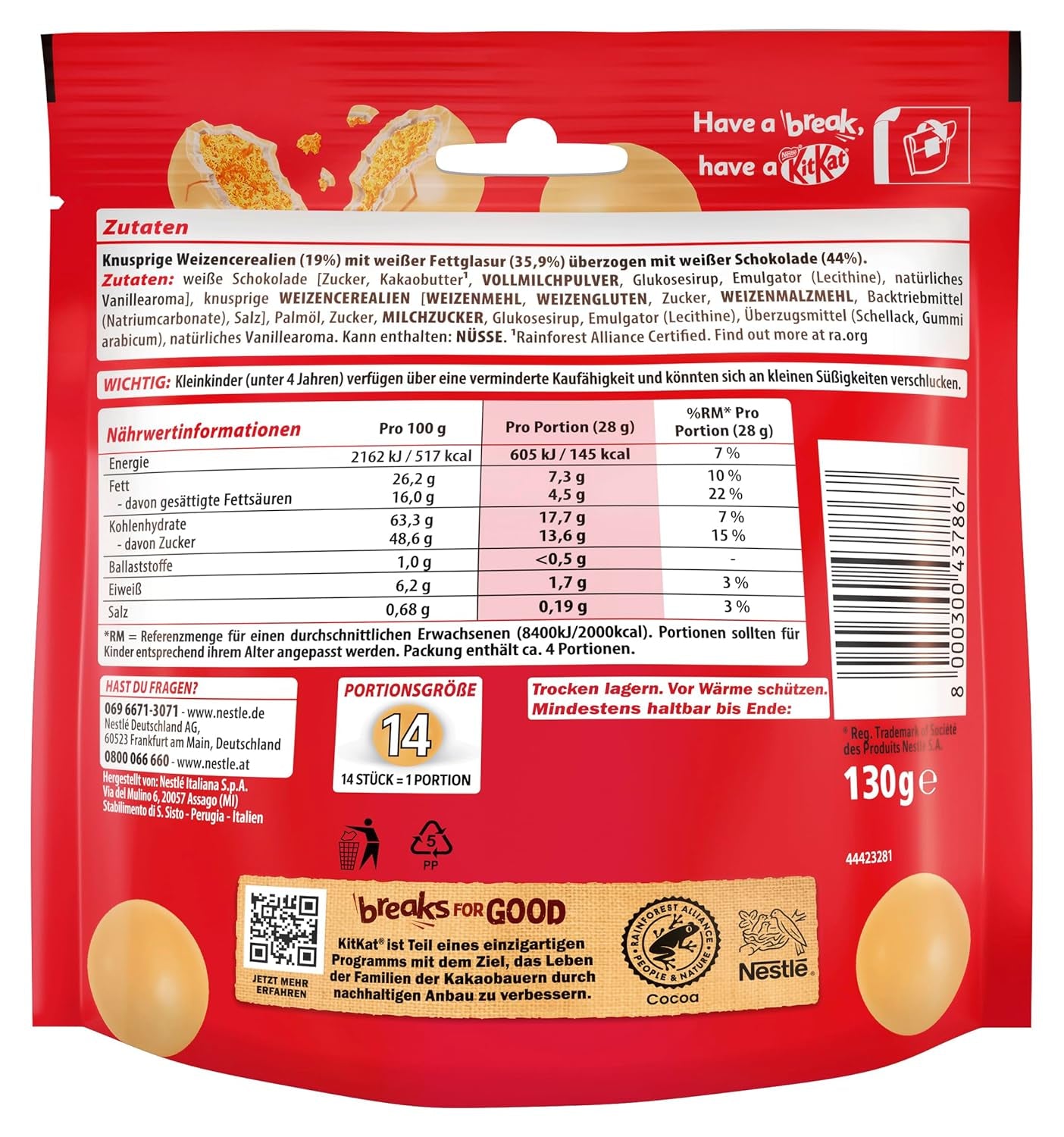 NESTLÉ weiße Kugeln, 1er Pack (1 x 130g)