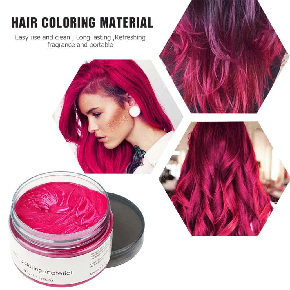 Temporäre Haarfarbe, 4,23 Unzen, Farbwachs für Männer und Frauen, waschbar, natürliche Farbe, Pomade, sofortige Haarfarbe für Party, Cosplay, Halloween (rot), Naty Shop Haarfärbemittel