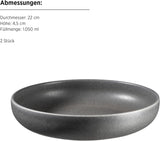 MÄSER Serie Unico, Tafelservice für 2 Personen, zeitlos, elegant, 8-teiliges Tischservice aus Keramik, Steingut, Anthrazit