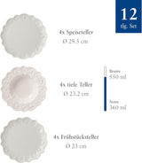 Villeroy & Boch Toy's Delight Royal Classic 12-teiliges Geschirrset, spülmaschinen- und mikrowellengeeignet, weiß, Teller, 4-Personen-Geschirrset, Weihnachtsgeschirr, Spielzeug, Premium-Porzellan