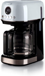 Ariete Moderna 1396 Filter-Espressomaschine für die Zubereitung von amerikanischem Kaffee, bis zu 15 Tassen, Glaskaraffe, Heizplatte, LCD-Display, herausnehmbare und waschbare Filter, weiß