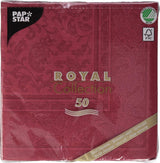 50 Servietten „ROYAL Collection“ 1/4 Falz 40 cm x 40 cm Bordeaux „Ornaments“