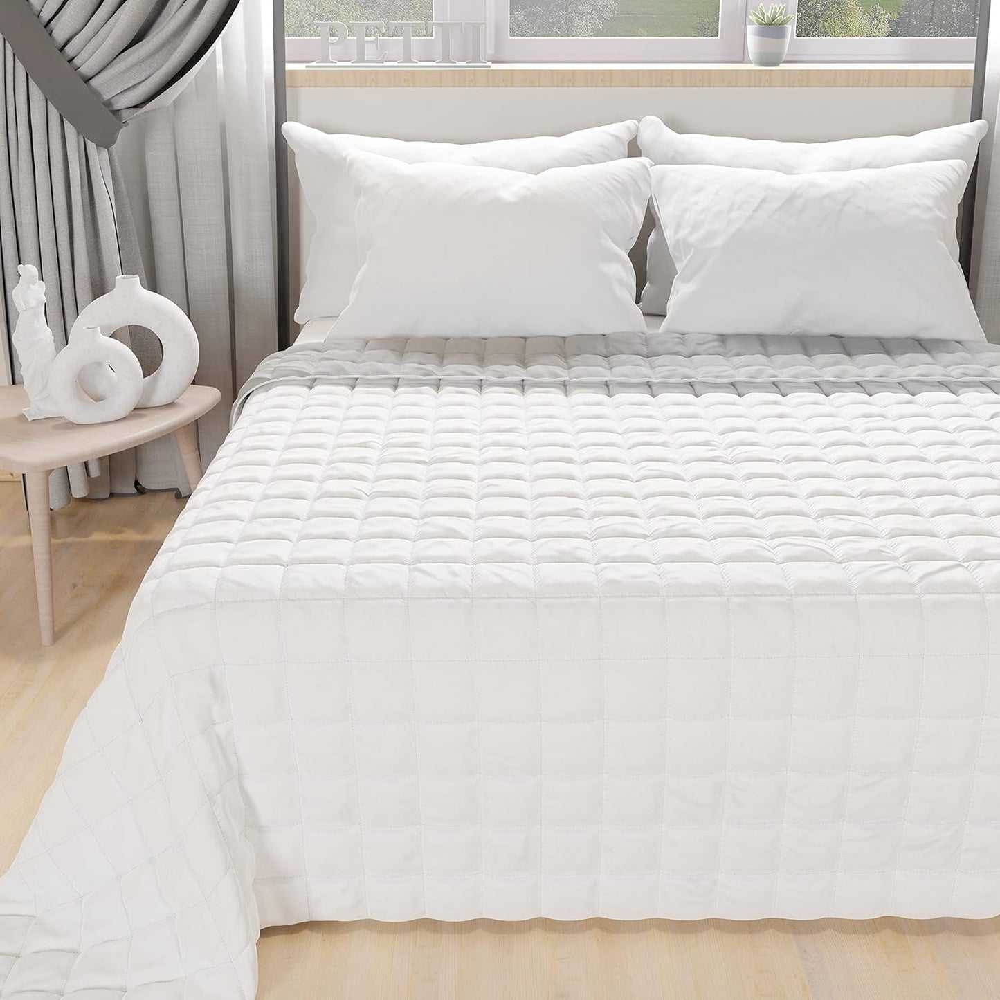 PETTI Artigiani Italiani – Einzelbettbezug, doppelseitige Bettdecke, Federbettdecke, Mitternachtsblau, Weiß, 100 % Made in Italy. Bettdecken und Steppdecken Naty Shop Weißgrau Una Piazza E Mezza