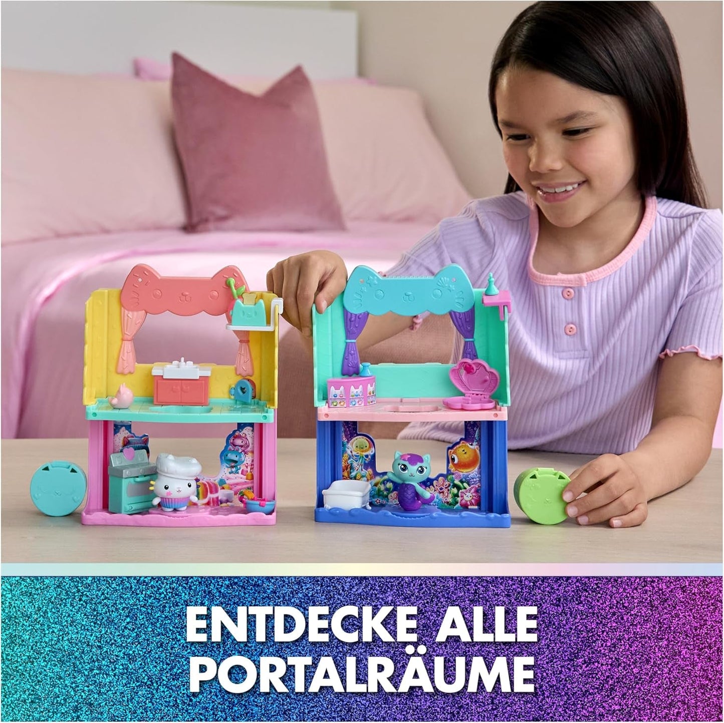 DREAMWORKS GABBY'S DOLLS HOUSE: DER FILM – Portal Room Kuchis mit Zucker bestreute Küche mit Figur und Zubehör, für Kinder ab 3 Jahren