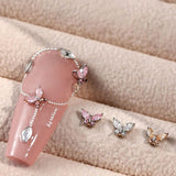 Mini Schmetterling Zirkon Nagel Schlüsselanhänger Y2K Weiß Champagner Rosa Strass Kristall Schmetterling Schlüsselanhänger Nägel 3D Schmetterling Nageldesign Schlüsselanhänger Schmetterling Nägel Dekoration Nail Art Schlüsselanhänger Nagelzubehör