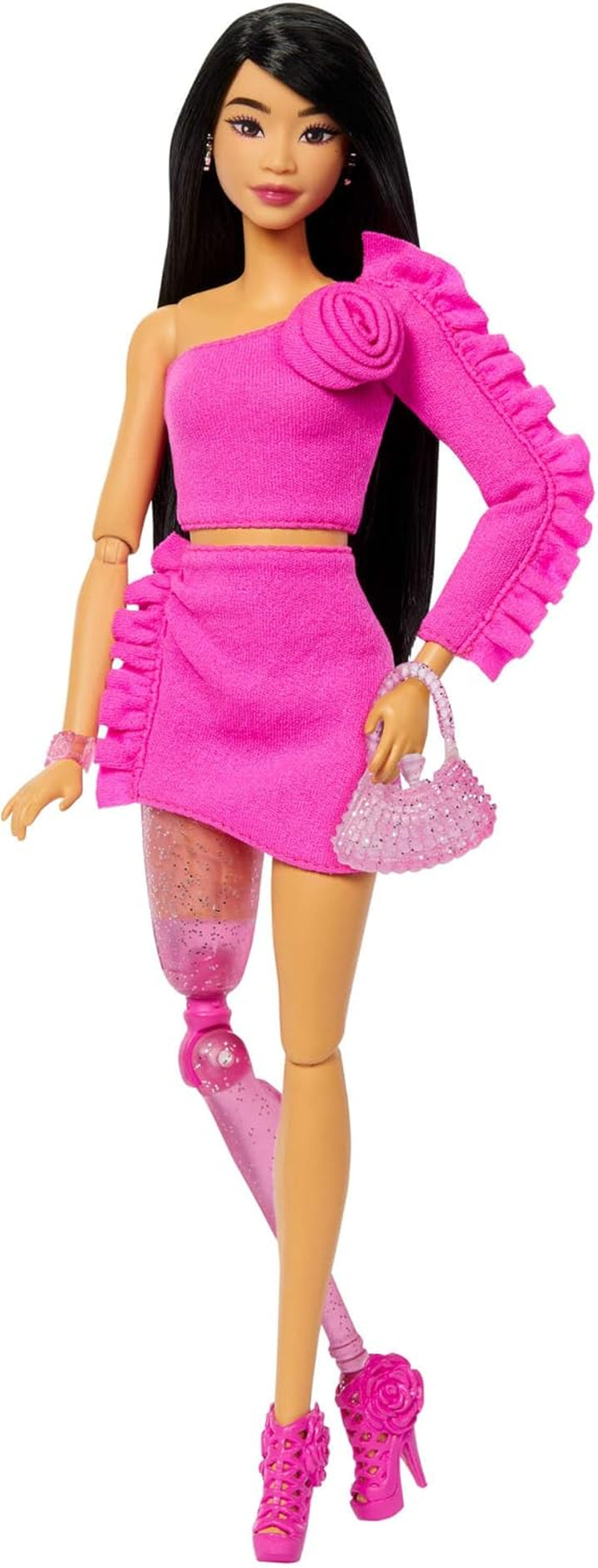 Barbie-Puppe Deluxe Style-Nr. 3 mit Barbiecore-Outfit, blonden Haaren in einem hohen Dutt, pastellrosa Kleid mit übergroßer Schleife und Accessoires wie Netzstrumpfhosen, HYV27 Naty Shop Dolls Black