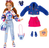 Disney ILY 4EVER Stitch Modepuppen mit roten Haaren, 29 cm groß, mit 13 Artikulationspunkten, zwei kompletten Mix-and-Match-Outfits und einem funkelnden Mickey-Ring für Sie!
