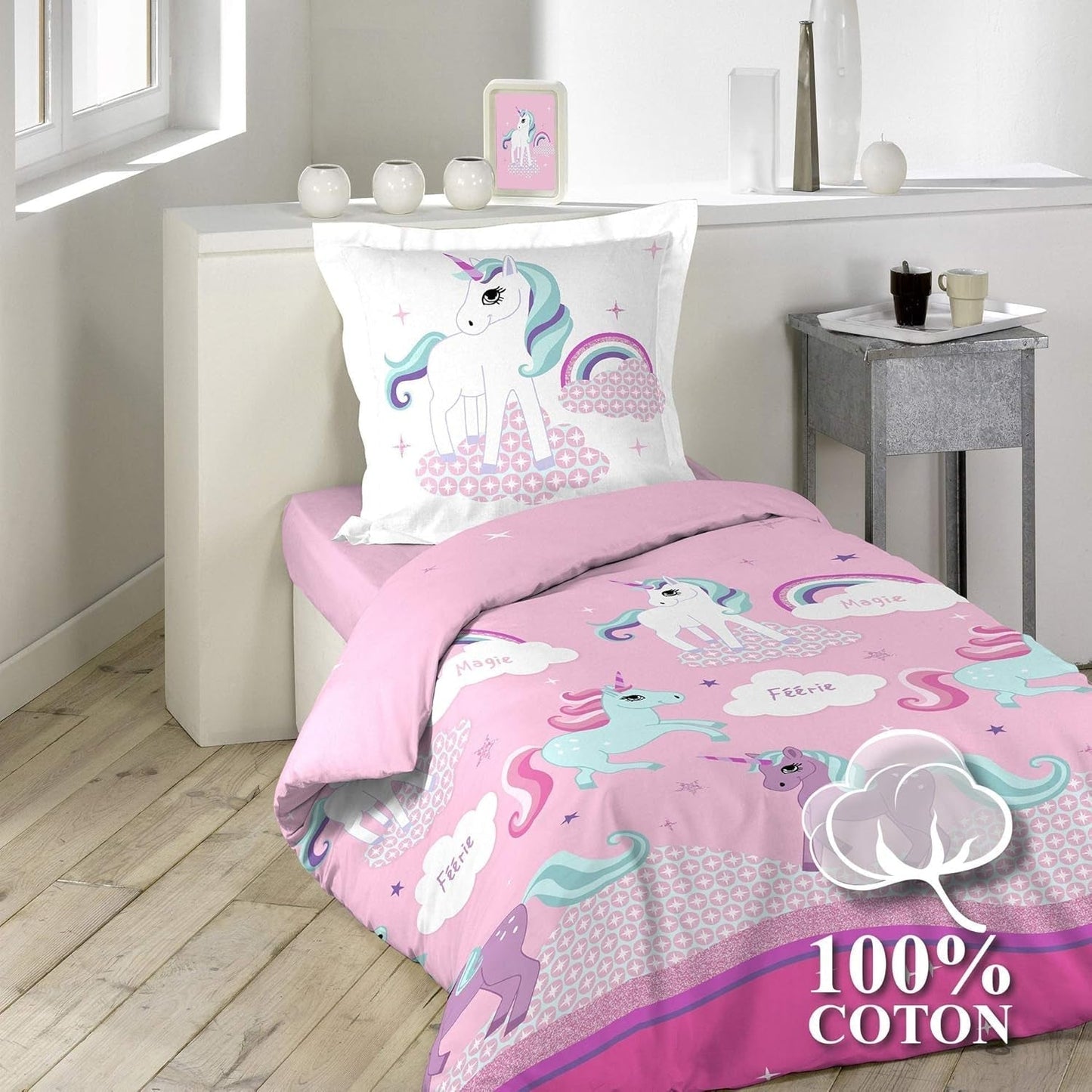 Einhorn-Bettwäsche mit Kissenbezug, Baumwollbettwäsche – Kinder Naty Shop