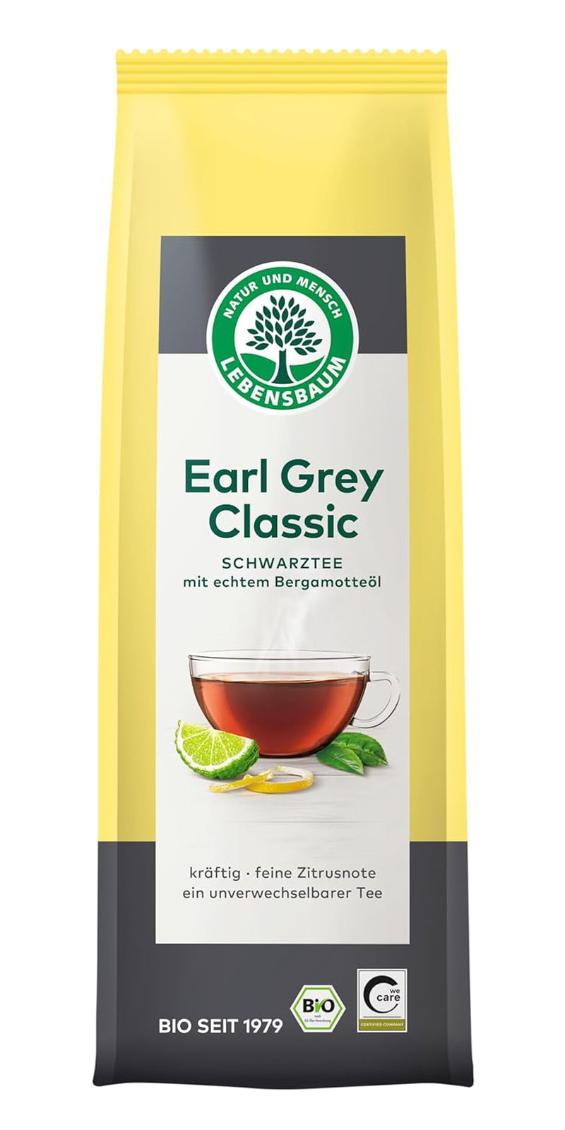Lebensbaum Earl Grey Classic Schwarztee mit natürlichem Bergamotten- und Zitronenöl, harmonisch, aromatisch, 100 % biologisch, lose, 100 g