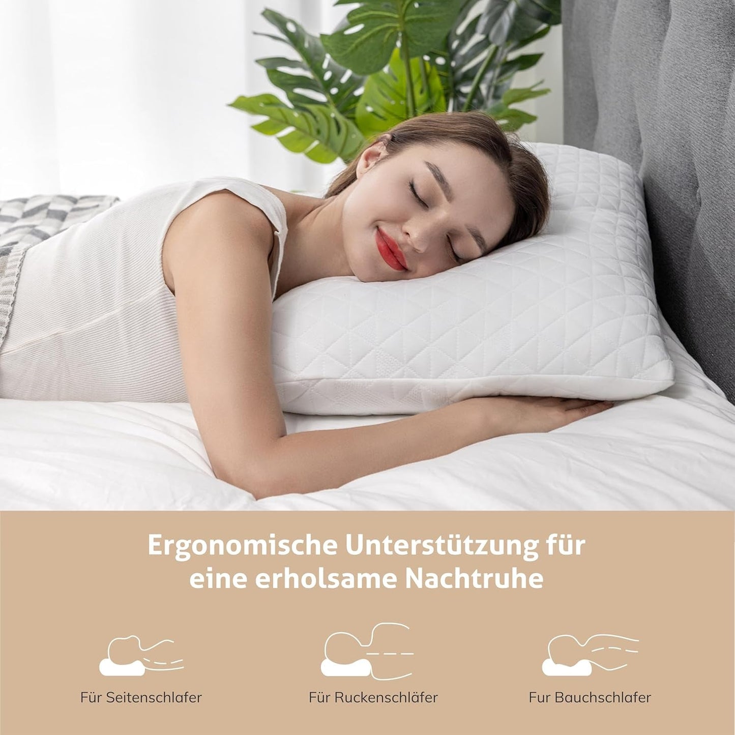 EGO HOME Memory-Schaum-Kissen 40 x 80 cm mit geschreddertem Memory-Schaum – Atmungsaktives, ergonomisches Nackenstützkissen für Seiten-, Rücken- oder Bauchschläfer – Öko-Tex-zertifiziert – Bezug waschbar