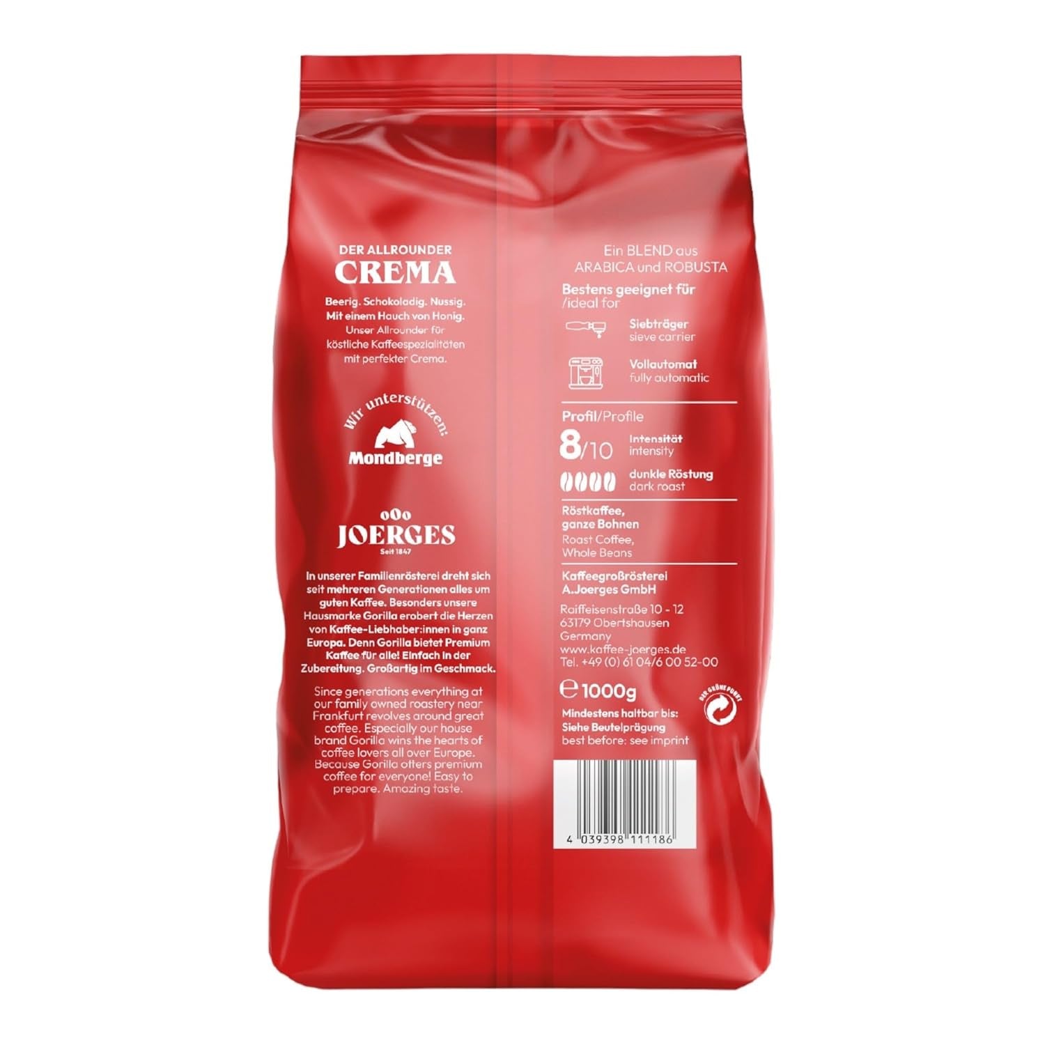 Gorilla Espresso Super Bar Cream 12 x 1 kg, Kaffeebohnen