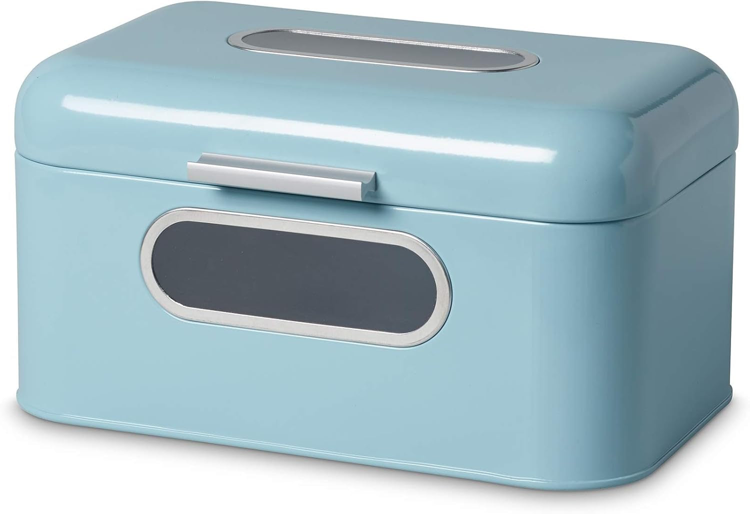ECHTWERK Retro-Brotkasten aus Metall mit Sichtfenster und Deckel, 3er-Set, elegante Aufbewahrungsboxen, 1,4 l Fassungsvermögen, rote Frischhalteboxen, Naty Shop, Hellblau, S, Hellblau