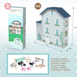 Deqube 913D00016 Puppenhaus aus Holz, 4 Etagen, Premium