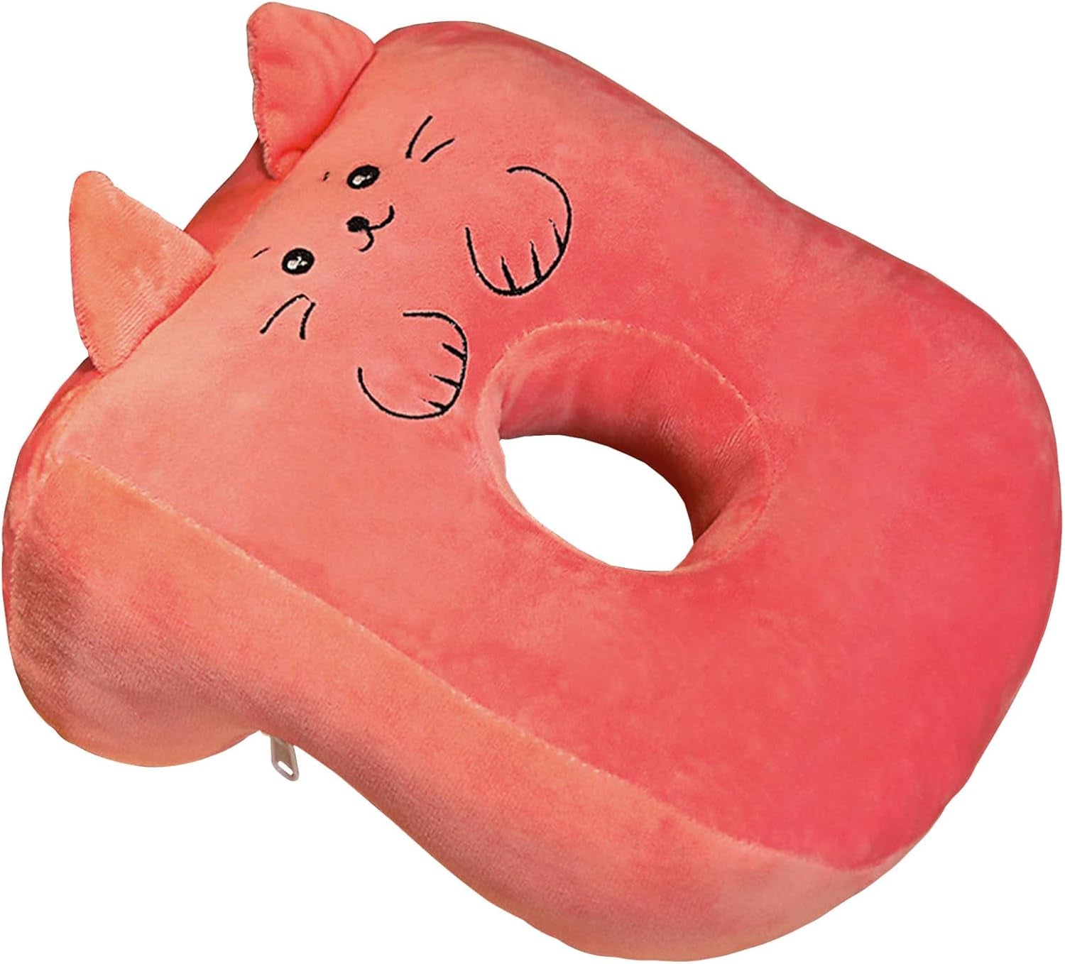 Büro-Schlafkissen aus Memory-Baumwolle, süßes Ohrlochkissen, weiches Schlafkissen, Seitenschläfer-Ohrkissen für Frauen, Mädchen, Kinder (Kätzchengrau). Naty Shop orthopädische Zervikalkissen, Rosa/Katze