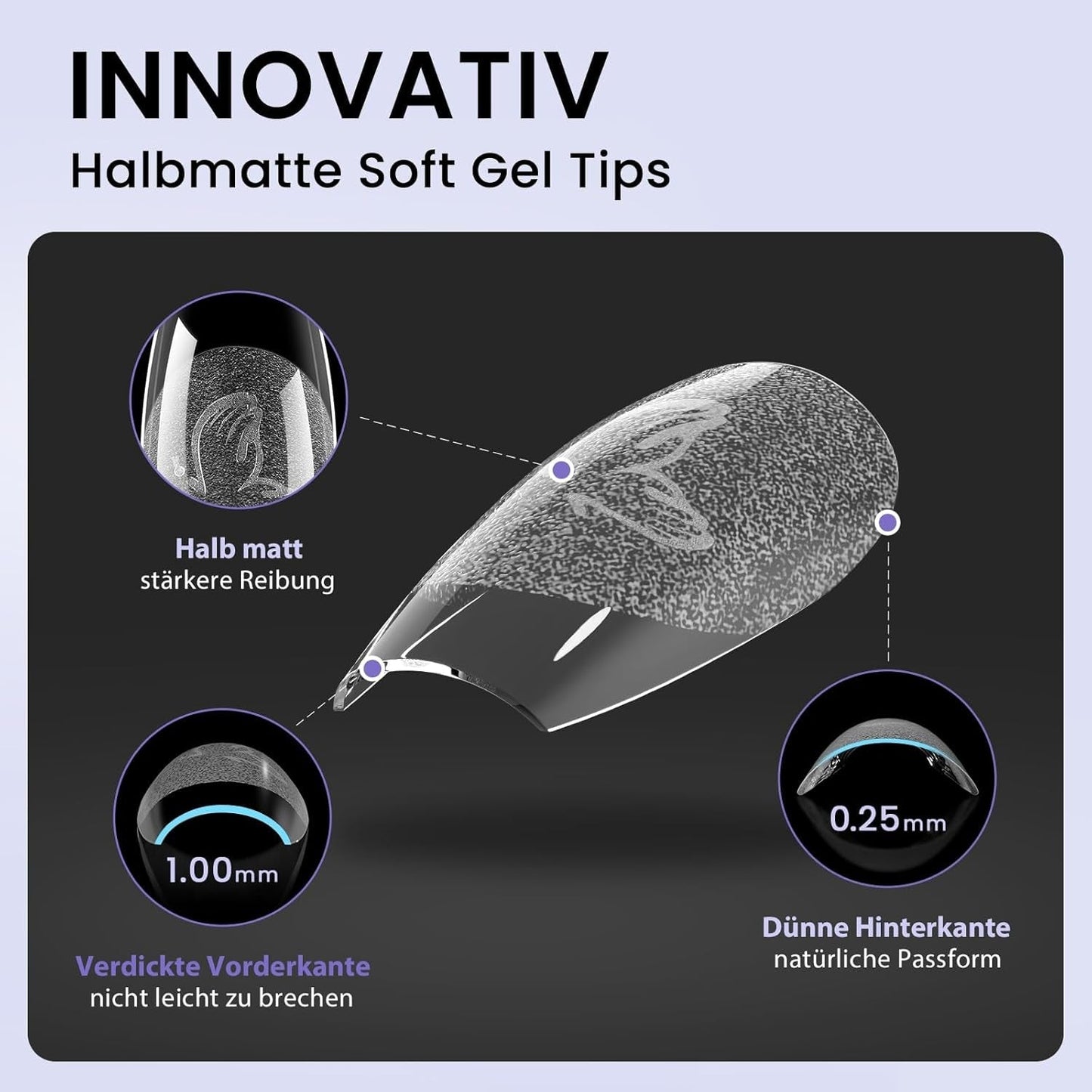 Btartbox Extra kurze Mandel-Nagelspitzen – Volldeckende Gel-X-Soft-XS-Gel-Nagelspitzen – Vorgeformte Halbmatte für breite Nägel Salon 320 Stück