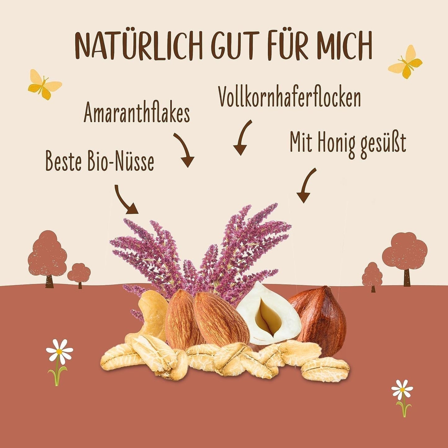 ALLOS Amaranth Crunchy Nobleuss | Bio-Müsli Nuss-Hafer-Müsli für den kleinen Cereal Naty Shop