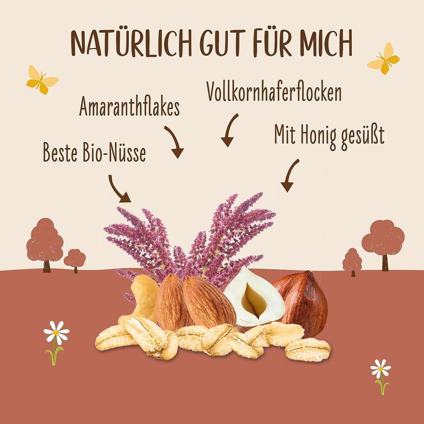 Premium-Knuspermüsli mit Walnüssen und Amaranth Allos | Bio-Müsli | Müsli mit Nüssen | Haferflocken | Müsli zum Frühstück | Vegan | 6er-Pack (6 x 400 g)