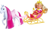 Simba Evi Love Princess Ride, Prinzessinnenpuppe mit Schlitten und Winterpferd, Prinzessinnenzubehör, 12 cm, ab 3 Jahren