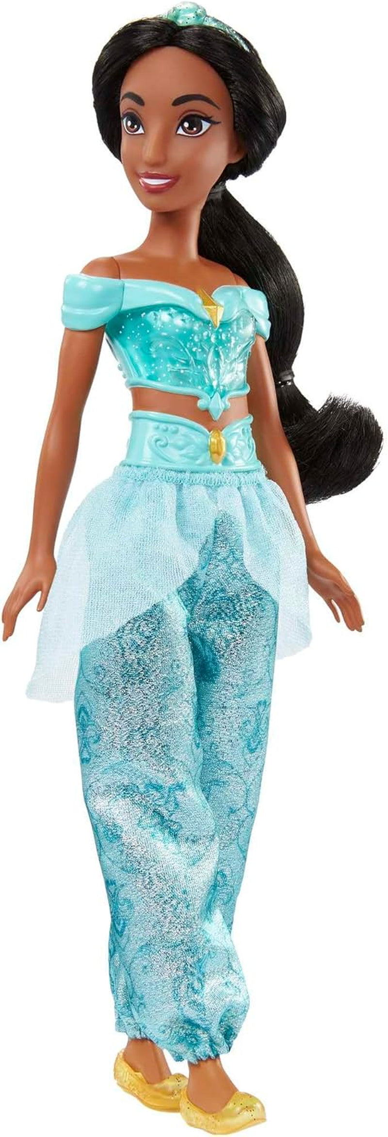 Mattel Disney Princess Toy Jasmine bewegliche Modepuppe mit glitzernder Kleidung und Accessoires, von Disney-Filmen inspiriertes Geschenk für Kinder HLW12