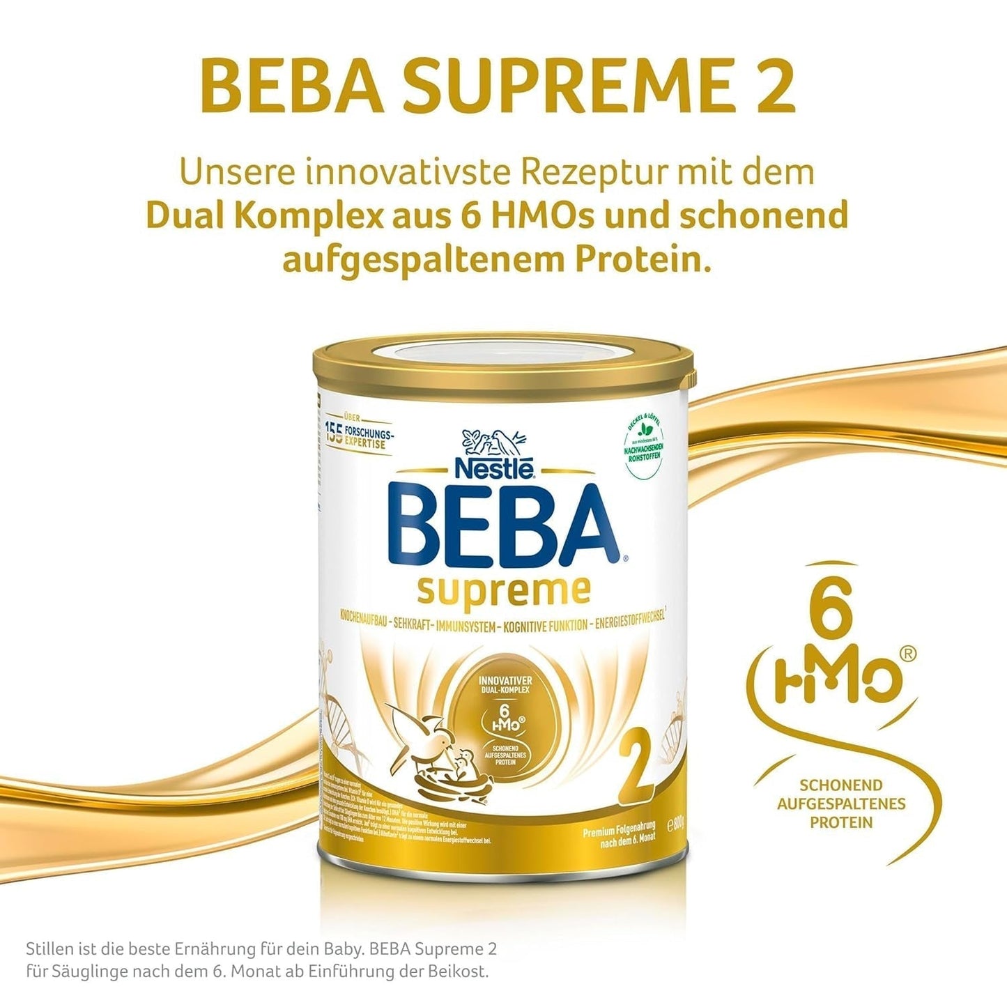 BEBA SUPREME 2 Folgemilch nach 6 Monaten, nur Laktose, palmölfrei, 6er Pack (6 x 800g) Naty Shop