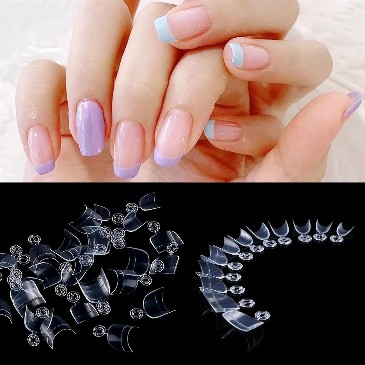 600 Stück ovale kurze künstliche Nägel, 12 Größen, halbe Abdeckung, Acryl, künstliche Nagelspitzen, künstliche Nägel für Maniküre, Frauen, Salon, DIY (transparent)