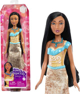 Mattel DISNEY Prinzessin Aurora – Puppe mit typischem Outfit, abnehmbaren Schuhen und Tiara, glitzerndem Oberteil und abnehmbarem gemustertem Rock, langes Haar zum Stylen, HLW09 Naty Shop Pocahontas Dolls