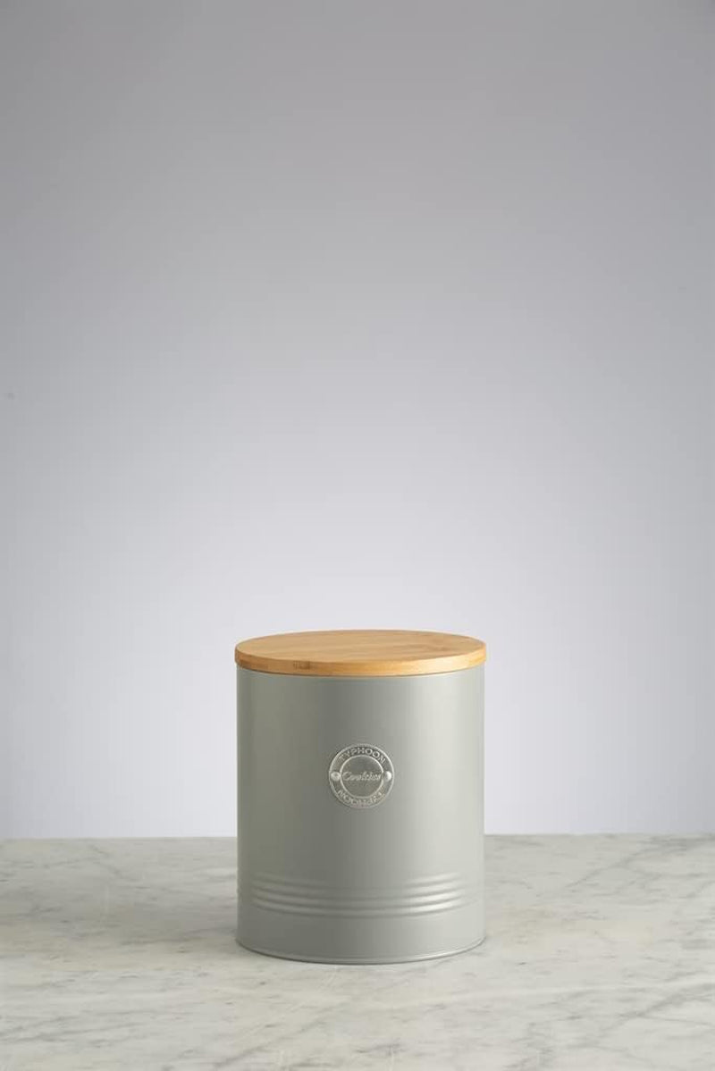 LIVING-Kollektion, Keksdose mit Deckel | pastellgrau | 3,4 l Keks-Aufbewahrungsbox | Keksdose aus Stahl mit Deckel | Luftdichte Vorratsdosen aus Bambus mit Deckel, Aufbewahrungsboxen für Lebensmittel von Naty Shop