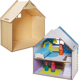 Baker Ross FN199 Bauen Sie Ihr eigenes Puppenhaus aus Holz – 1-teiliger Puppenhaus-Bausatz für Kinder, Bastelset